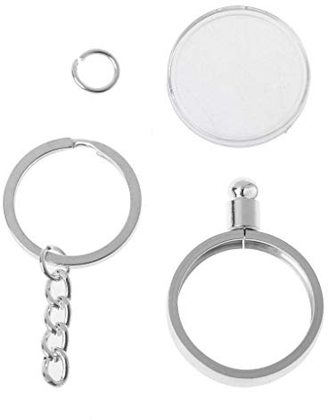 LUOFANG 27mm Commemorative Coin Holder Keyring Medallion Souvenir Coin Pendant Keychain Silver# 27