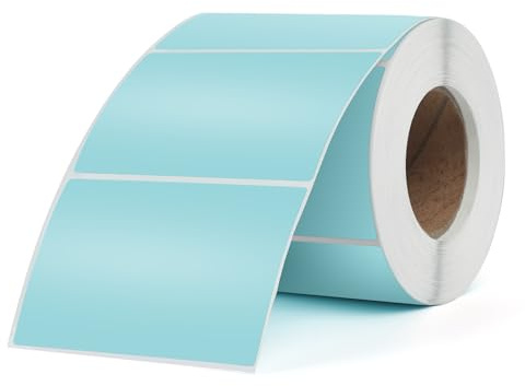 FINDAT Azul Etiqueta Térmica Autoadhesiva 76 x 50 mm Rollo Imprimible Rectangular Pegatina Térmica Impermeable para Oficina DIY Diseño Código de Envío 500 Pieza