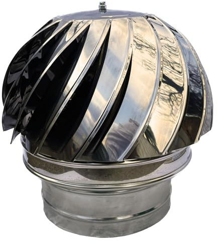SUNIFY, copertura per camino in acciaio inox, 130 mm, per camino e stufa, supporto girevole per camino e stufa, inserto a sfera per ventilazione, cappello, camino in acciaio inox AISI 304, 80 mm – 350