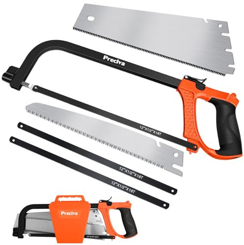 Jeu de scies à main Preciva 3 en 1, scie à main multi-lames avec 3 lames différentes, scie à main pour couper le bois et scie à main pour le métal, lames à changement rapide