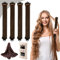 HWSWSH 4 Pcs Rizador de Pelo Sin Calor Ondas 30cm Rizos Sin Calor Terciopelo Rizador de Pelo Durante La Noche para Dormir Rizador Pelo Ondas Sin Calor Rizador de Pelo Natural + Una Bufanda Marrón