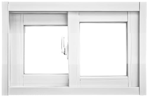 WIGING Keller Ersatzfenster Kleiner Schuppen Hühnerstall Aluminiumrahmen Schiebefenster Mit Glas Und Schloss Für Häuser Badezimmer Treppe(White)