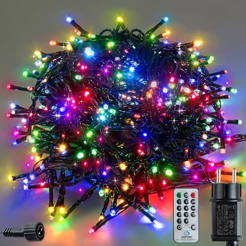 ZBQEJ Guirlande Lumineuse LED Noël, 10 m, 100 LED Multicolores, 8 Modes d'Éclairage, Télécommande, Intérieur/Extérieur (Couleur, 10M/100LED)