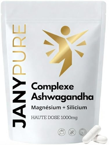 Cortisol Manager Ashwagandha COMPLEXE 1000mg gélules Cure detox balance Cortisole traitement 1 Mois Régulation Stress Test Anxiété Sommeil Plante Anti-Stress Perte de Poids 60 Gélules Sans Gluten