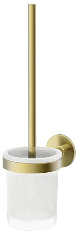 Lenz WC-Bürstengarnitur Juna in Gold – Platzsparende Wandmontage – Zum Bohren oder Kleben – Einfache Reinigung – Hochwertige Verarbeitung mit Anti-Fingerabdruck Oberfläche – 4109641