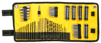 Dewalt 98-tlg. Bohrer Bit Set DT7981 (in praktischer und stabiler Ausrolltasche, mit Holz-, Stein-und Metallbohrern, 25 und 50 mm Schrauberbits mit unterschiedlichen Profilen)