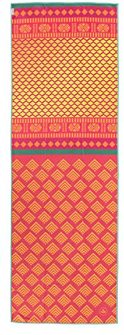 Bodhi Grip² Yoga Handtuch | Yogatuch mit Antirutsch Noppen | Rutschfestes Mikrofasertuch | Hot Yoga Towel | Antibakterielle Yogamattenauflage | Trainings-Handtuch | rot-gelb/Safari Sari