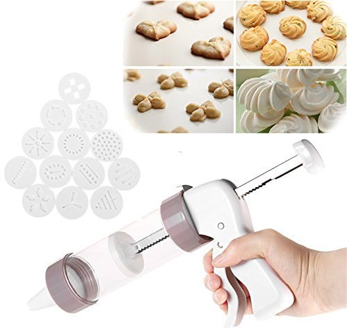 LAEMALLS Biscuit Making and Icing Set, Cookie Maker Press Gun Kit, Multifunctional Comfort Grip Cookie Press, Food Grade Cake Maker with 13 Discs and 6 Nozzles, Ideal for Beginner and Professional#1