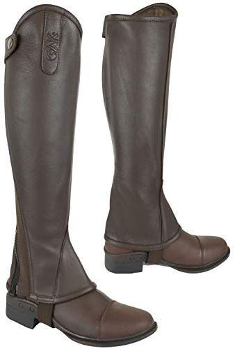 AK Premium Curved Zip Full Grip Leather Horse Riding Half Chaps – Durable, Comfortable Equestrian Leg Protection for Men & Women – Non-Slip, Flexible Fit for Everyday Riding AKRS-1013 (Brown, 3XL)