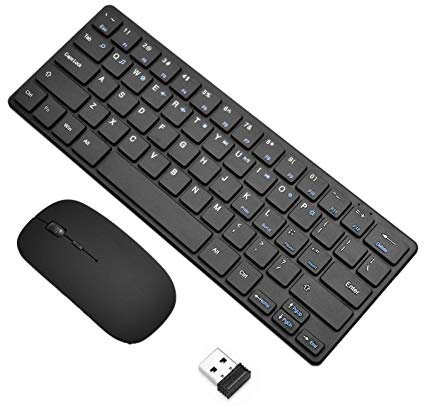 VENTDOUCE Tastiera E Mouse Senza Fili Combo Set Tastiera USB Silenziosa da 2,4 GHz Full-Size Combinazioni Mouse per PC Desktop Computer, Laptop, Smart TV