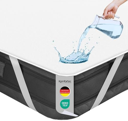 Komfortec Protector de colchón Impermeable de 90 x 200 cm, Protector de colchón Transpirable, sin crujidos, Protector de incontinencia, Color Blanco