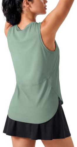 JOYSPELS Débardeur d'entraînement en Soie glacée pour Femme, séchage à Froid, sans Manches, Coupe Ample, débardeur de Yoga pour Femme, Vert grisâtre., Taille L