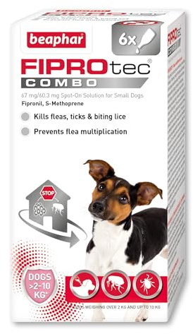 Beaphar - FIPROtec® COMBO for Small Dogs (2–10kg) - 6 pipettes - Kills Fleas, Flea Eggs, Flea Larvae & Ticks - Stops Fleas Multiplying on Pet and in Home - Vet Strength Dog Flea Treatment