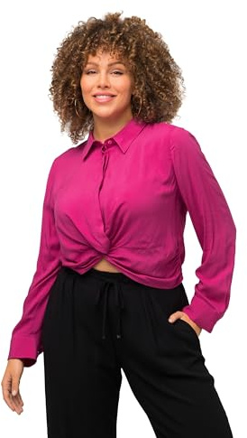 Ulla Popken Chemisier Court avec nœud Blouse, Fuchsia, 52-54 Femme