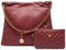 Doris&Jacky Gesteppte Leder-Tragetasche für Damen, große Schulter-Handtaschen, Reise- und Arbeitstasche, 3-weinrot, Large