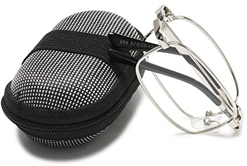Lanomi Folding Reading Glasses Men Women Metal Full Rim Foldable Up Reader Aid Eyeglasses with Case Silver 2.5