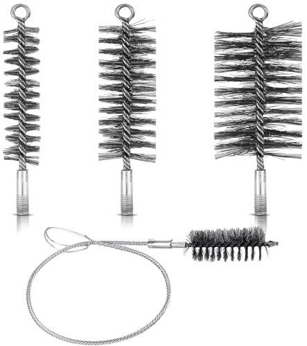 Nuenen 4 Stück Ofenrohrbürsten Reinigung Set 30 mm 50 mm 80 mm Kaminbesen mit Flexibler Schubstange Heizkesselbürsten Kaminbürsten Schornsteinfeger Bürsten für Ofenrohr Kaminofen Schornstein