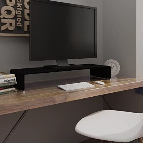 UTSRABFA Fernsehschrank TV Bank Sideboard Phonoschrank TV-Tisch/Bildschirmerhöhung Glas Schwarz 90x30x13 cm Geeignet für Kinosäle, Wohnzimmer, Schlafzimmer, Wohnungen