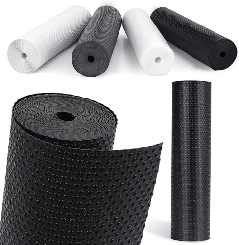 MooiFun Tapis Frigo en EVA, Tapis Fond de Tiroir Antiderapant Non-adhésif, Plastique Tapis pour Refrigerateur Placard Etagere, Protection pour Meuble Camping, sous Evier Cuisine (Noir/50cm x 610cm)