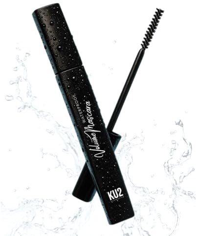 KU2 Cosmetics Mascara Wasserfest Schwarz – Volumen Wimperntusche für dichte, lange Wimpern – Langanhaltend & Pflegend – 8 ml (Schwarz Wasserfest)
