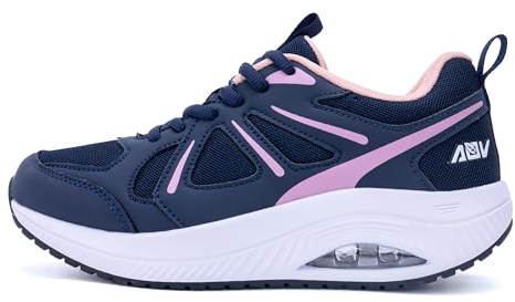 AOV Wide Walking Shoes for Women Arch Support Plantar Fasciitis Tennis Sneakers Wide Toe Box Orthotic Shoes Size 8 PinkBlue