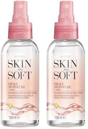 Avon Skin So Soft Silky Moisture Nourishing Dry Oil Spray 150ml, Locks in Moisture, Formulated with Argan Oil, Quick Dry Formula, Cruelty Free (Pack of 2)