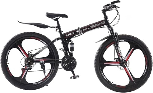 Kcolic Bicicleta Montaña Plegable 27,5 Pulgadas con Doble Suspensión, Rígida, 21 Velocidades, Cuadro Ligero, Rueda Deportiva para Adultos 27.5in