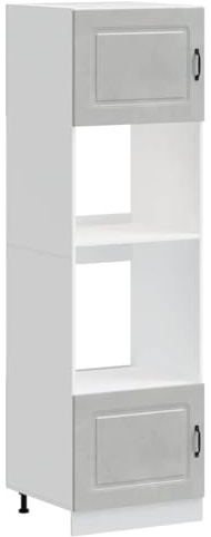 Générique Armadio a microonde grigio cemento 2 pezzi Kalmar in legno ingegneristico, armadio forno con ampio scomparto, gambe regolabili, design compatto per piccola cucina, facile da pulire