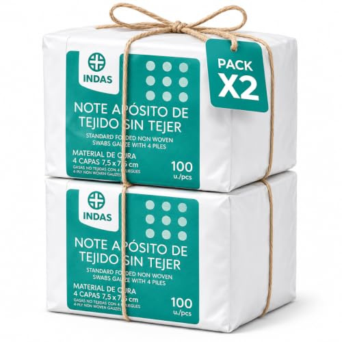 Medinet Clinic - Pack 2 Unidades - Compresas Apósitos de Tejido sin Tejer, 4 capas, No estériles - 200 Unidades en total (7.5 x 7.5 cm)