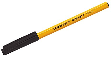 Schneider Tops 505 Instruments d'écriture Capuchon de stylo à bille Modèle F Noir Corps Couleur Jaune