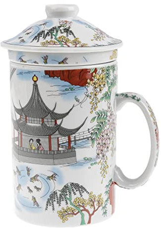 lachineuse - Tetera China Contemplación del Lago - Taza de Porcelana con infusor y Tapa - Pintura China - Vajilla Tradicional China - Idea de Regalo de té asiático