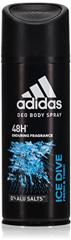 adidas Ice Dive Deo Bodyspray – Vitalisierendes Deospray mit 48h Schutz vor Schweiß und mit erfrischendem Duft – Ohne Aluminium, pH-hautfreundlich – 1 x 150 ml