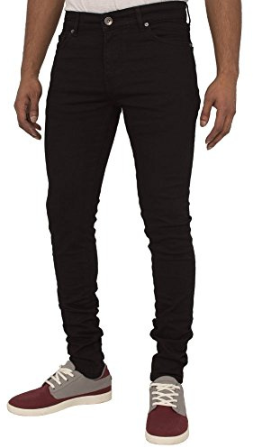 Enzo Supersmala stretchjeans för män – denim – utbud av midjestorlekar och färger tillgängliga, Svart, 34W x 32L