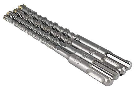 Juego de brocas SDS Plus 6/8/10/12 x 160 mm (ideal para taladrar en hormigón, piedra natural, mampostería, 4 puntas de metal duro, adecuado para hierro de recubrimiento).