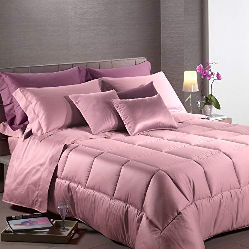 Caleffi 21341 Raso di Cotone Trapunta per Matrimoniale Letto, Rosa
