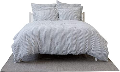 My Linen Home Ropa de Cama de Lino Puro 100% Lavado a la Piedra Rayas, Individual Incluye 1 Funda Nórdica 135x200 cm y 1 Funda Almohada 40x80 cm I Hipoalergénicas, Reguladoras de la Temperatura