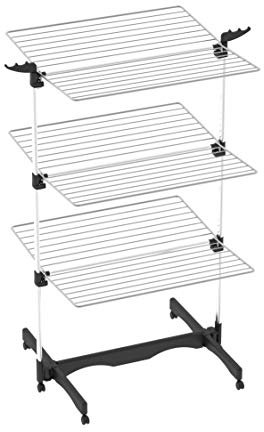 COLOMBO Stendibiancheria Verticale | Stendino Salvaspazio Richiudibile | 40m Stenditura | Porta Grucce Integrate | Ruote e Ripiani Pieghevoli | Struttura in Alluminio e Fili in Metallo | Made in Italy