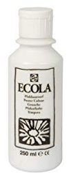 Ecola Plakatfarbe - Weiß 250 ml Flasche - Intensive deckende Farbe für einfaches Mischen - Wasserverdünnbar & Spielzeugsicher - Ideal für Kunst & Basteln