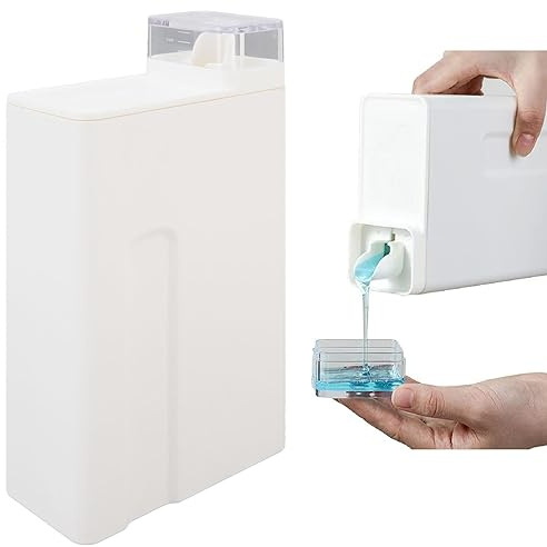 Tvättmedel tom flaska, flytande tvåldispenser tom tvätt tvättmedel dispenser flaska återanvändbar kompletterande medel behållare för badrum tvättrum vit 1 L