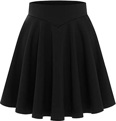 Bbonlinedress Jupe Femme Hiver Femme Basique Solide Polyvalent Extensible Informel Mini Cloches Costumes Patineuse École de Tennis Taille Élastique Haute Jupe plissée Black XL