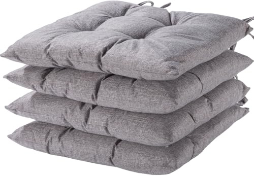 HAMO Seat Pad Cushions for Dining Chairs Set of 4, 40x40 cm, 16x16 inches (Grey)