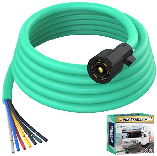 LATCH.IT Trailer ledningssele kit | 8 tum släpvagn kabelsats | 7-vägs släpvagn kabelsats | 10-14 AWG 7-stifts släpvagn ledningssele | 7-stifts sele