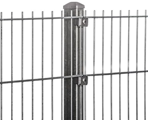 Doppelstabmattenzaun Set 868 Zink| Stabmattenzaun | Mit VA Klemmhalter | Gartenzaun | 183 cm-27.5