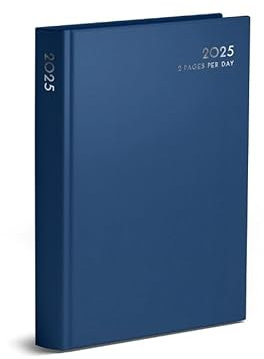 VIVAAS Agenda clásica 2025 A5 con 2 páginas completas por día, agenda anual para citas, oficina, oficina, hogar, viajes, organización, citas (al azar)