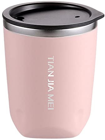 TEEKU Tasse à café isotherme en acier inoxydable de 300 ml pour homme et femme - Tasse portable délicate en céramique (rose, taille unique)