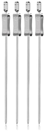 TORR Brochetas de Brocheta de Acero Inoxidable para Asar, Brochetas de Metal de 16 Pulgadas con Control Deslizante para una Barbacoa FáCil y Segura, 4 Piezas