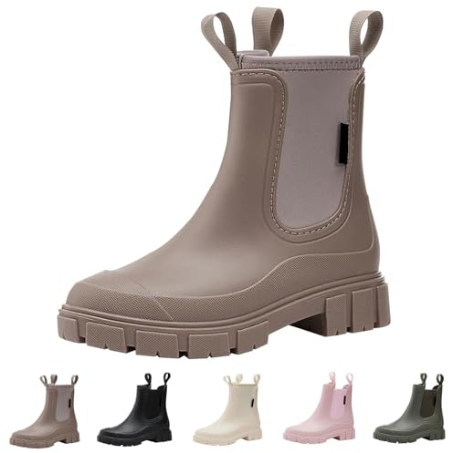 Botas de lluvia para mujer, botas de goma para mujer, impermeables, botines de PVC ligeras, botas de lluvia para mujer, acolchadas, zapatos de agua de lluvia, botines de lluvia para exteriores,