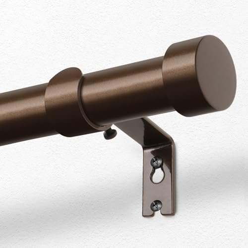 KAMANINA Utdragbar gardinstång 80–304 cm, Ø 25 mm bronsgardinstång | Justerbar gardinstång, väggmonterad, metall, kraftig, belastning 15 kg, med ändlock, för dörr, vardagsrum, sovrum