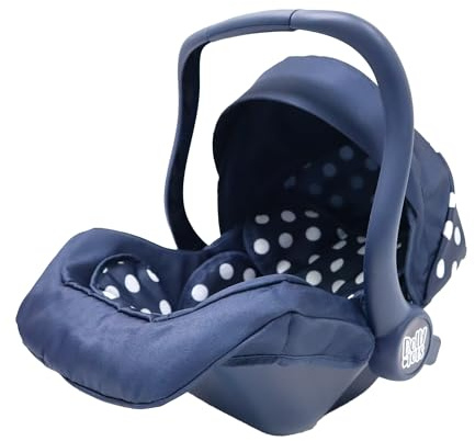 Dolly Tots Dolls Navy Car Seat | Comfort Carry Along Chair | Baby Doll Travel Car Seat With Storage | Integrated Strap Fits Dolls up to 45cm | Prams, Pushchairs and Dolls Accessories | Ages 3+