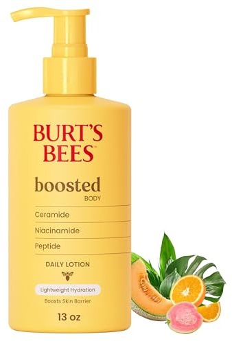 Burt's Bees Boosted Body Lotion, With a Ceramide, Niacinamide and Peptide Complex, Lightweight Daily Lotion Helps Boost Skin Barrier, Tropical Scented, 13 oz. Bottle